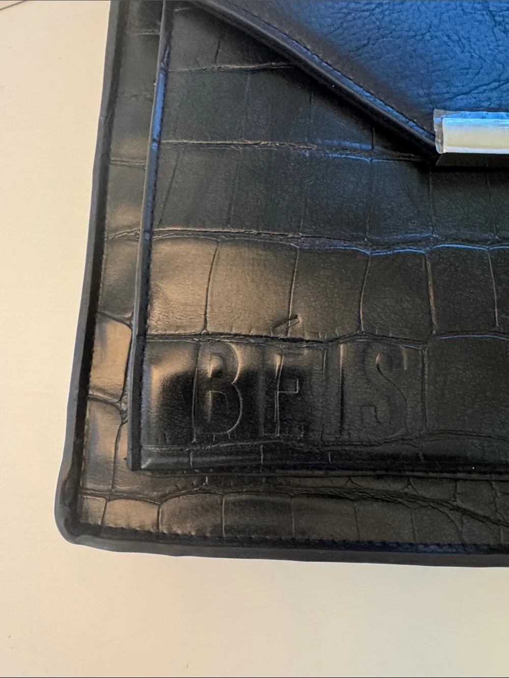 Brand New BEIS Black Croc-Accent Messenger Laptop Bag